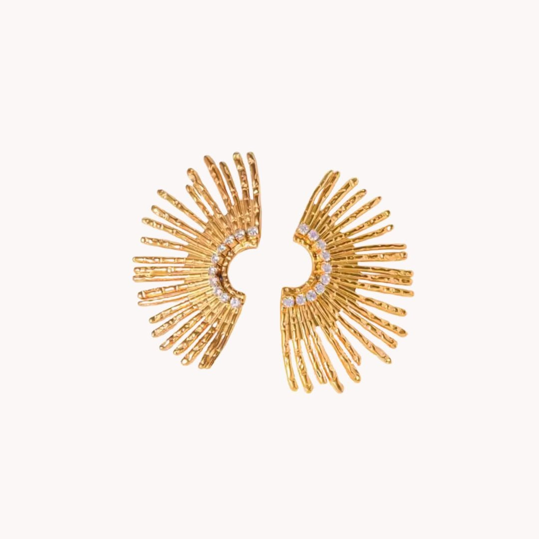 Helena Gold Fan Stud Earrings