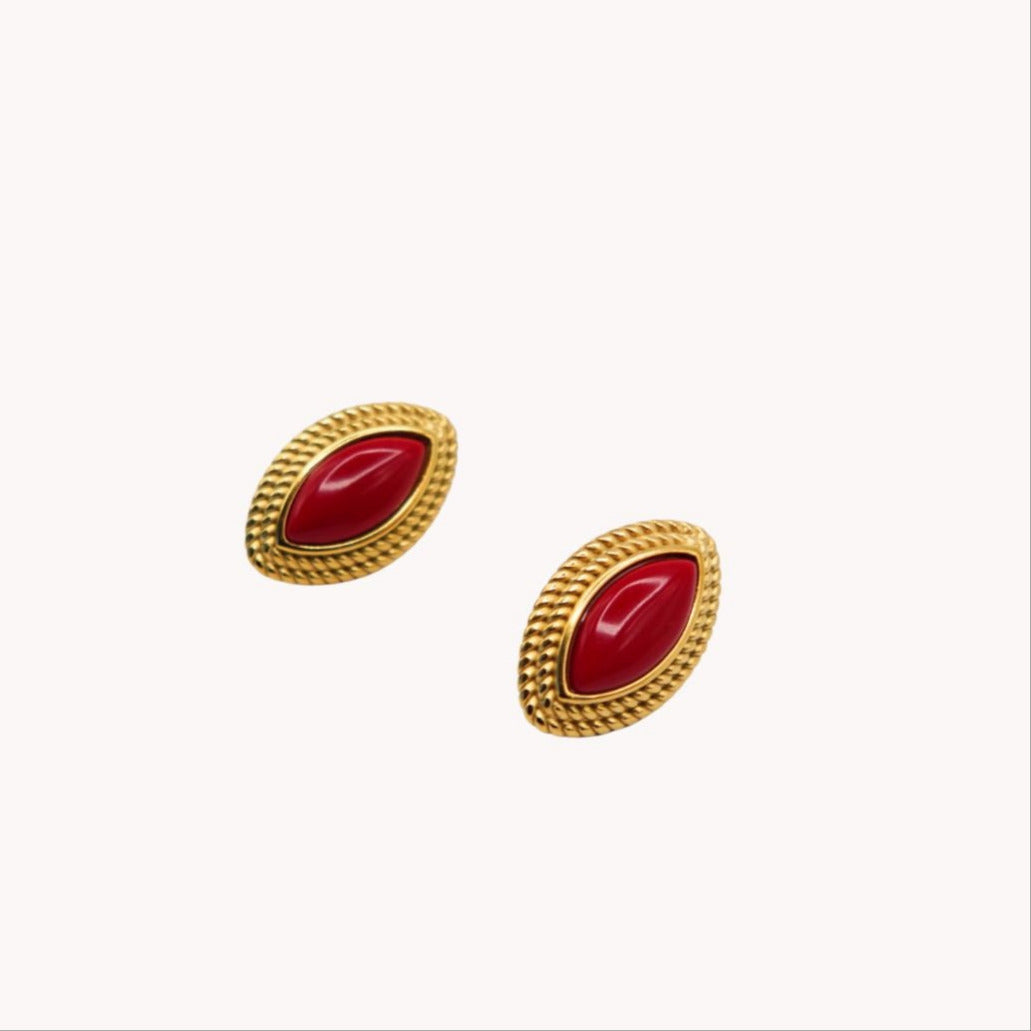 Fiona Red Agate  Stud Earrings