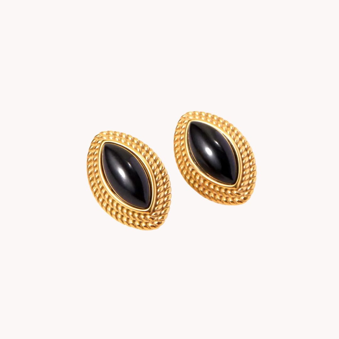 Sonja Black Agate  Stud Earrings