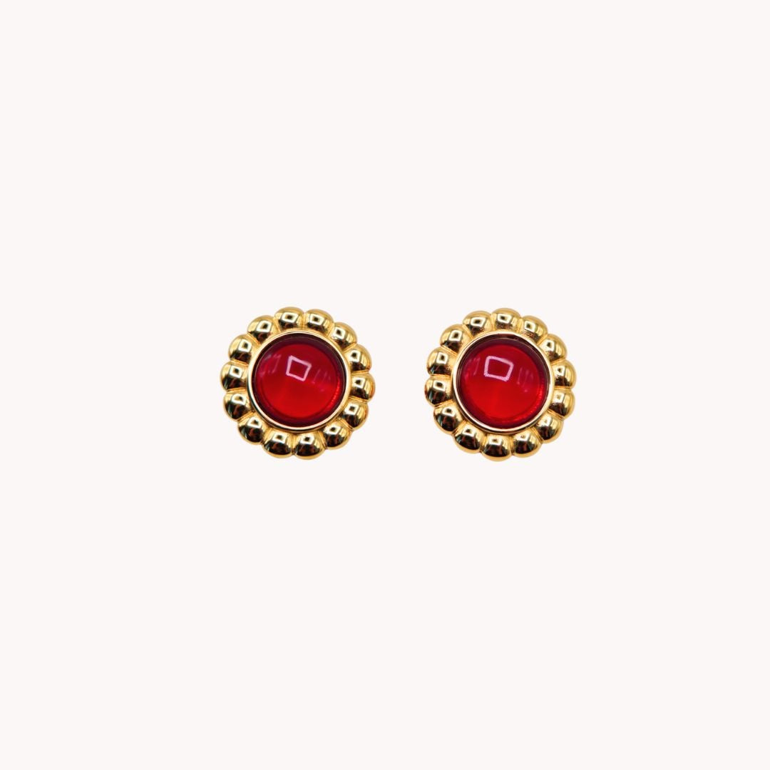 Collete  Red Agate Stud Earrings