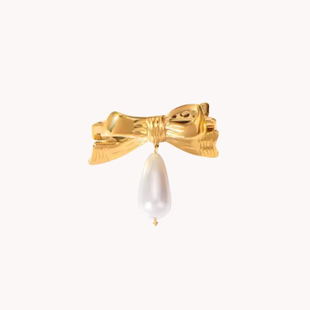 Merie Bow With Drop Pearl Hair Clip