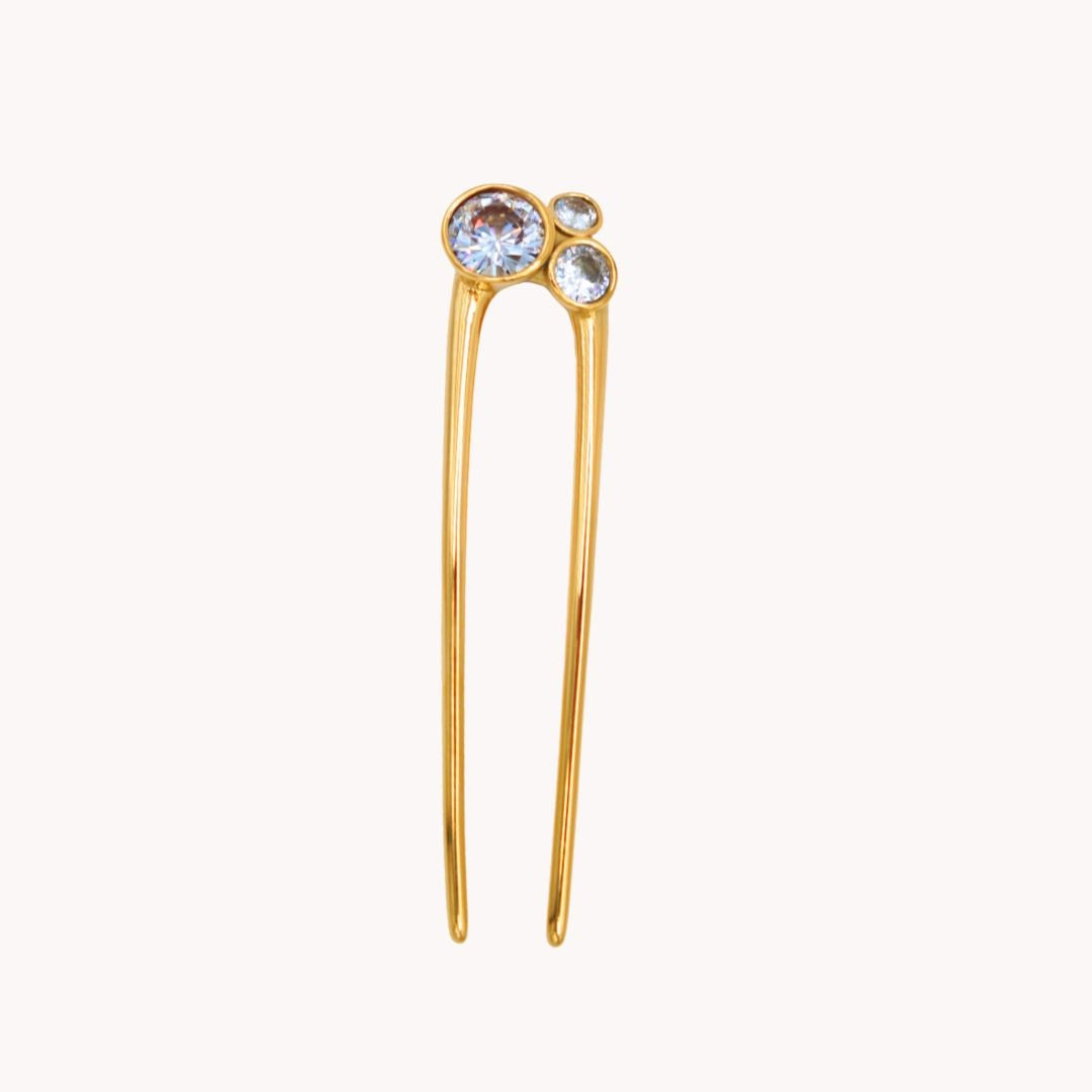 Etain Zircon Stone Hair Fork Clip Stick