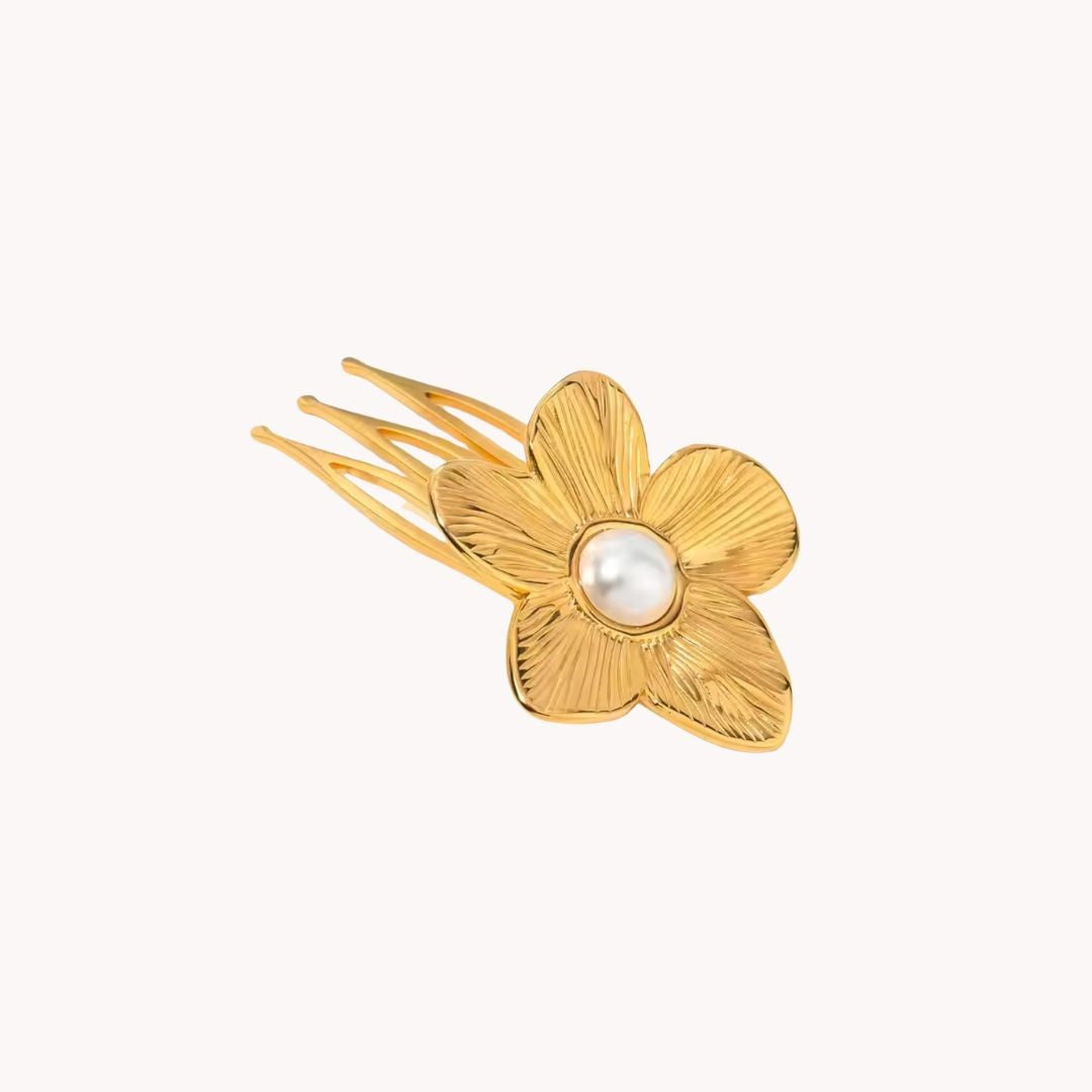 Evelyn Flower Pearl Hair Clip