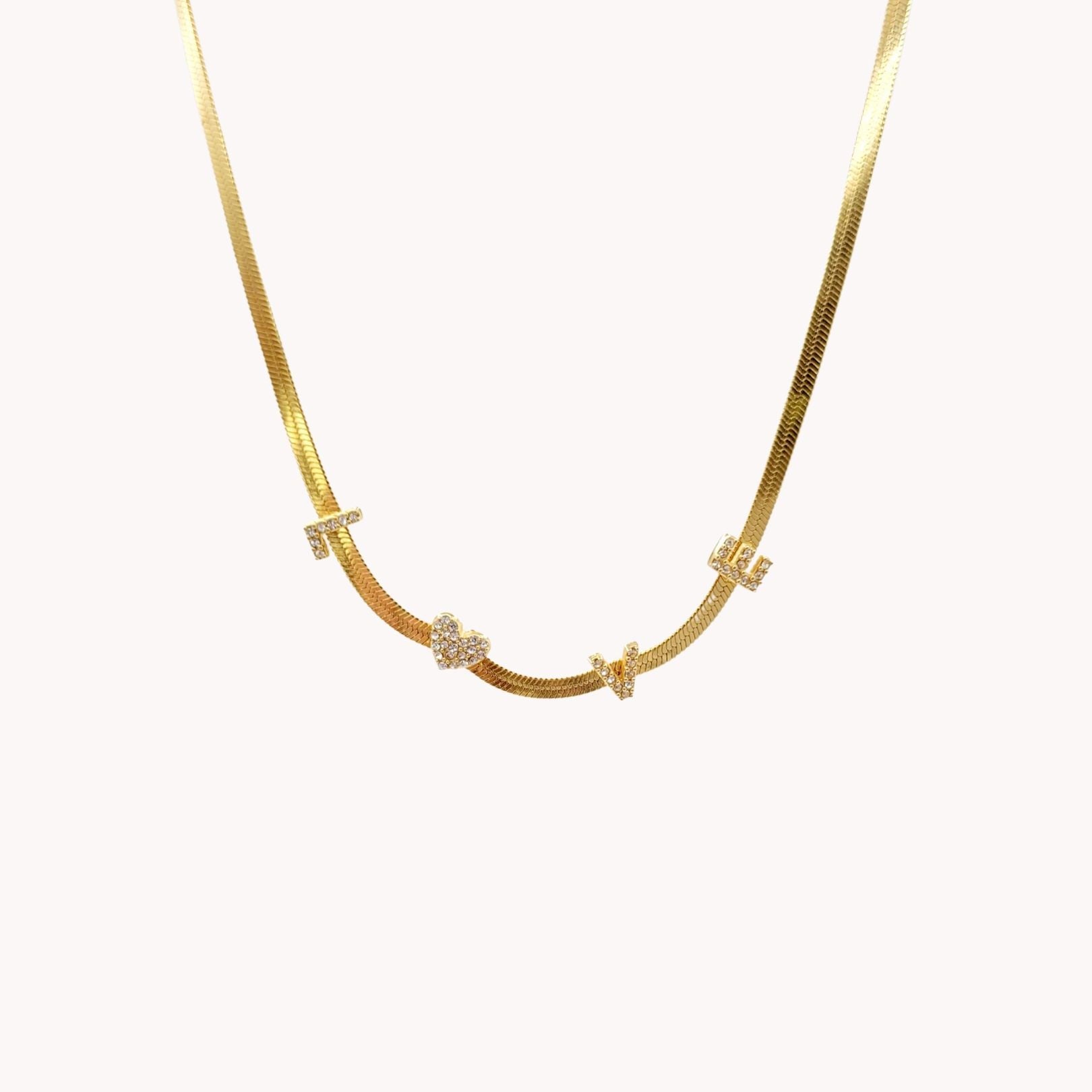 Galla Love Crystal Letter Snake Chain Necklace