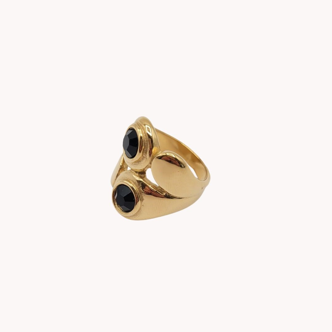 Megan Double Layer Black Stone Ring