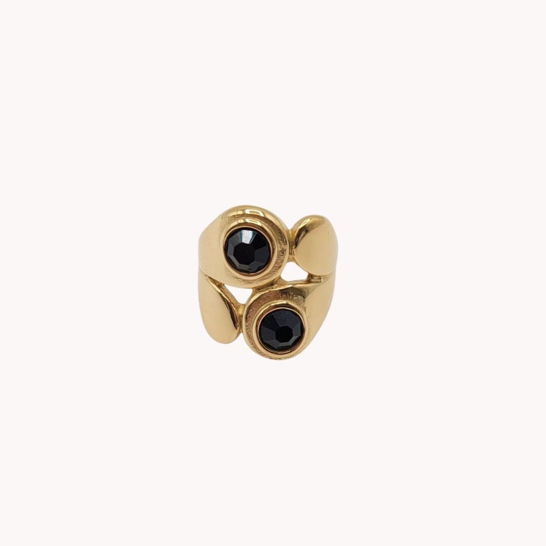 Megan Double Layer Black Stone Ring