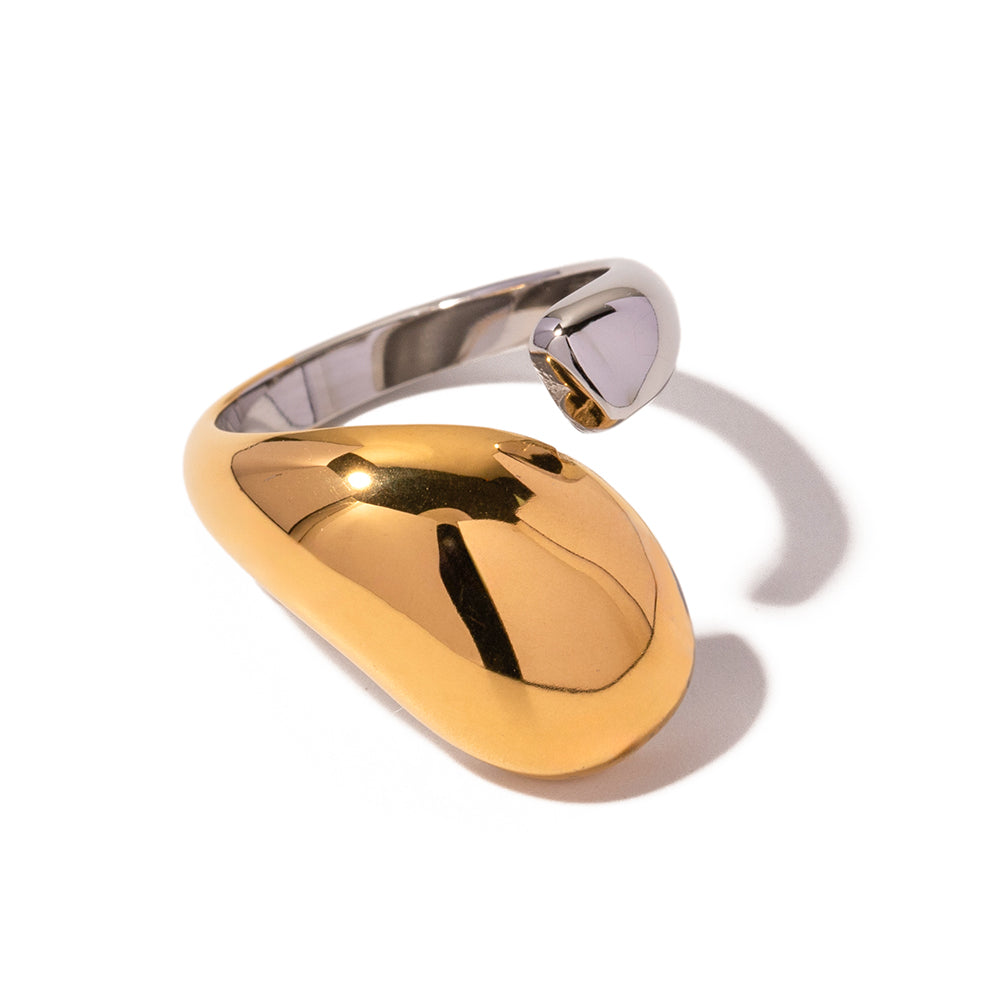 PUFFY GOLD AND SILVER BAND RING