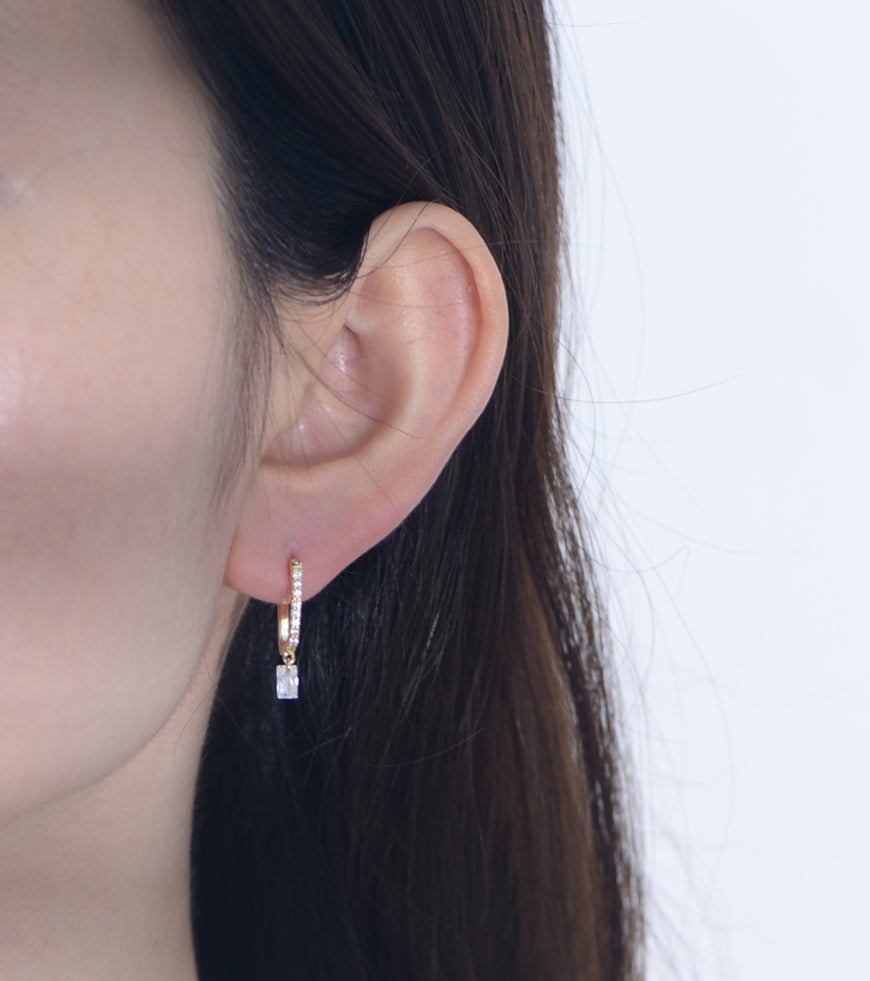 Small U-Shape Drop Huggie Earrings