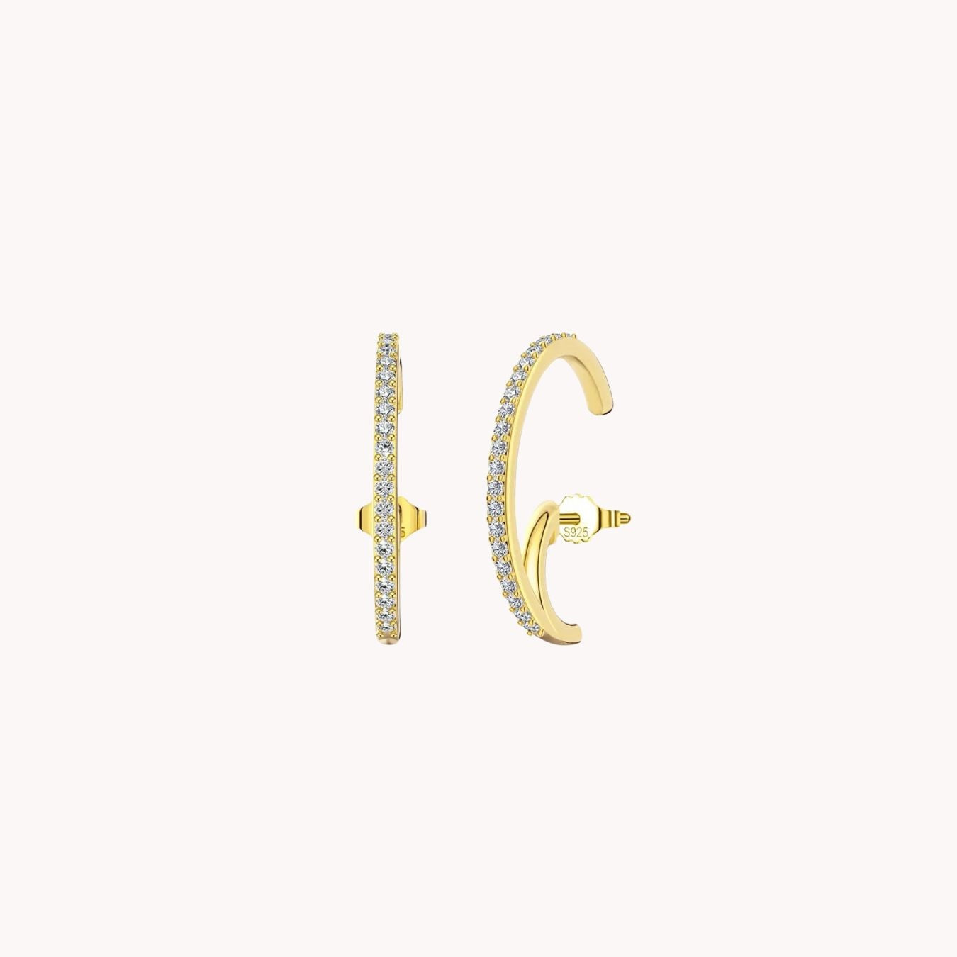 Elvira Small Zircon Half Hoop Stud Earrings