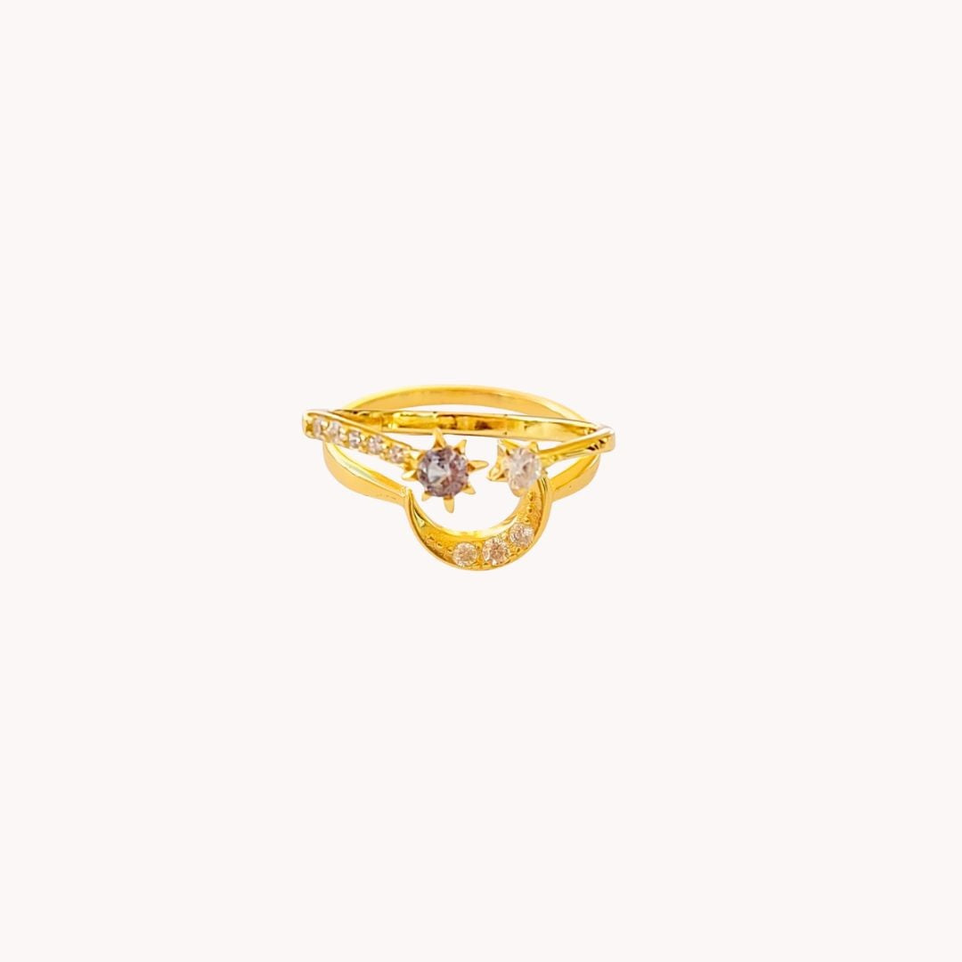 Audrey Crescent and Star Gold Ring