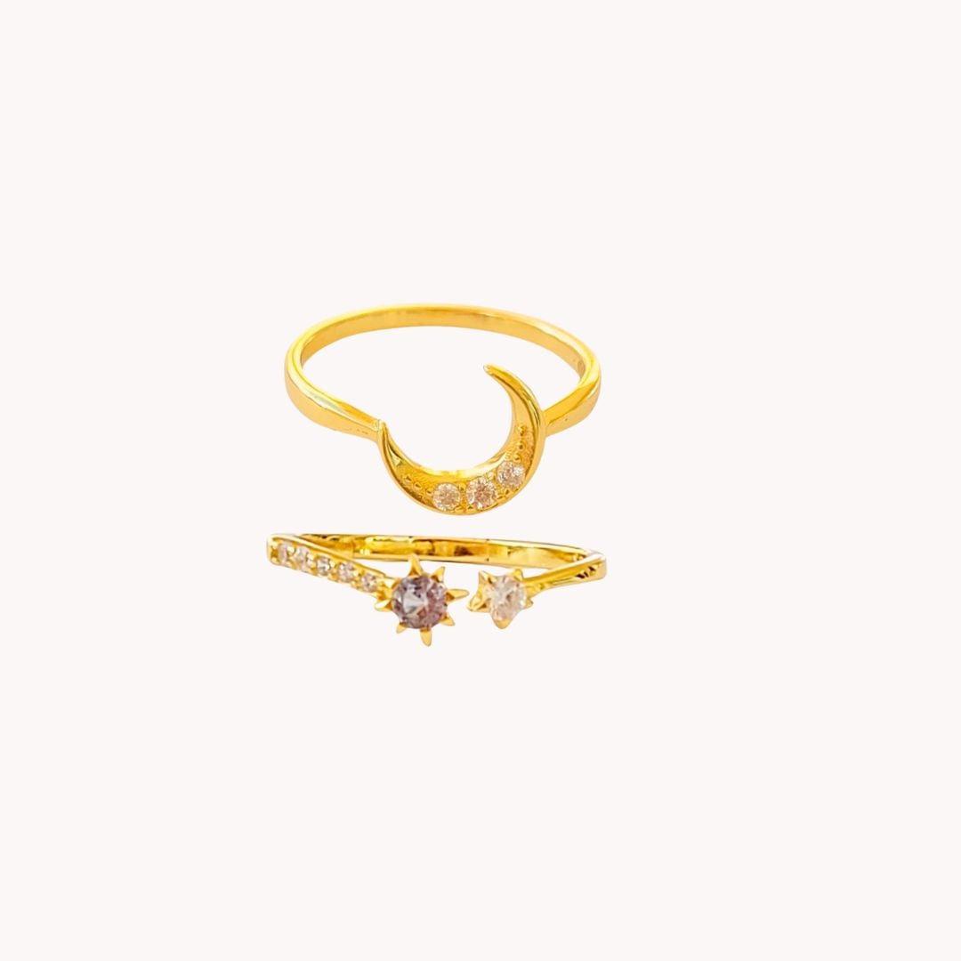 Audrey Crescent and Star Gold Ring